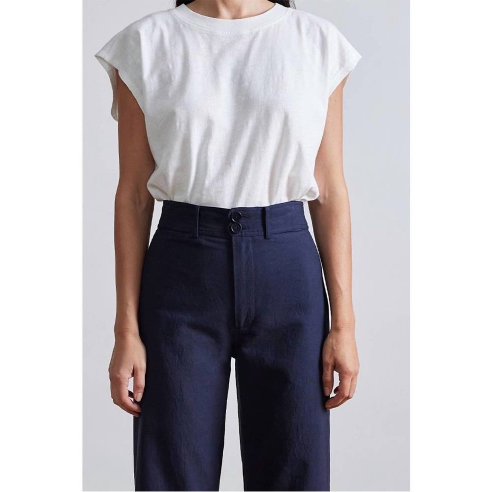 Apiece Apart Merida Navy Pants High Rise Sailor Cropped Trousers size 2 - Picture 4 of 11